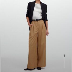 NWT Madewell Harlow superwide leg trouser, brushed twill SZ 6, "light neutral"